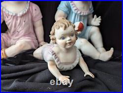 2 Extra Large Piano Babies, Japan, With 1 Small From Germany, Bisque