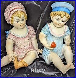 2 Extra Large Piano Babies, Japan, With 1 Small From Germany, Bisque