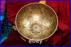 9 inch Special Geometric Carving Singing Bowl From Nepal-Spiritual Tibetan Bowls
