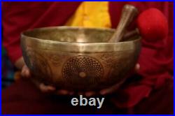 9 inch Special Geometric Carving Singing Bowl From Nepal-Spiritual Tibetan Bowls