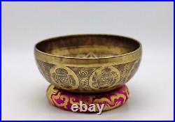 9 inches Special Tree With Flower of Life Carving Singing Bowl From Nepal