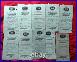 Collection of IN Special Liquor Tax Stubs from 1875-1876 WHISKEY RING Scandal