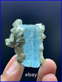 Extra Blue Aquamarine Crystal Combine Mica, Aquamarine Crystal From Shigar Mine