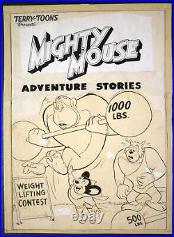 Extra Large Size Mighty Mouse Cover From 1954 Weight-lifting Gorilla + Cat MM