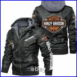 New Genuine Cowhide Harley-Davidson Leather Men's Motorbike Hoodie Biker Jacket