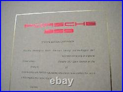 Porsche certificate from the 959 Special Edition program Sport Version 1985