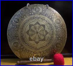 SALE! 13 inches Special Mantra Carving Tibetan Gong from Nepal- Wind Gong