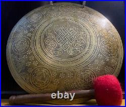 SALE! 13 inches Special Mantra Carving Tibetan Gong from Nepal Wind Gong