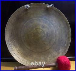SALE! 13 inches Special Mantra Carving Tibetan Gong from Nepal Wind Gong