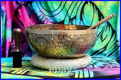 Sale! 17 inches Special Buddha Foot Carving Tibetan singing bowl from Nepal-Yoga