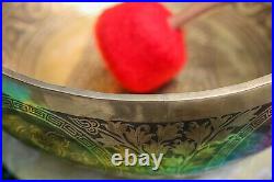 Sale! 17 inches Special Buddha Foot Carving Tibetan singing bowl from Nepal-Yoga
