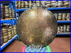Sale! 50cm Special Chakra carving Sound Healing Yoga Tibetan gong from Nepal