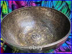 Sale! Special 15 inches Large? Om Carving Singing Bowl From Nepal-Tibetan bowl