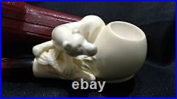 Special Tiger Meerschaum pipe carved from Block Meerschaum & case by CPW