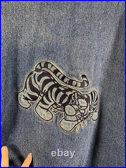 VTG 90's DISNEY Tigger From Winnie The Pooh Loyal True Denim Varsity Jacket Xl
