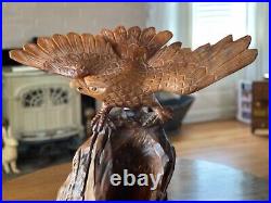 Very Large Magnificent Hand Carved Eagle Professionally Executed from Burlwood