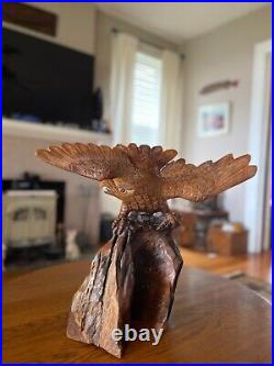 Very Large Magnificent Hand Carved Eagle Professionally Executed from Burlwood