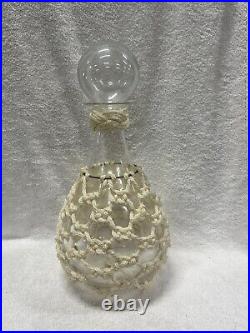 Vintage Extra Large Glass Rope Wrapped Decanter From Poland Heavy