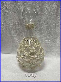 Vintage Extra Large Glass Rope Wrapped Decanter From Poland Heavy