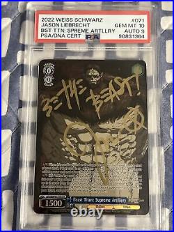 Weiss Schwarz PSA 10 AOT Beast Titan Supreme Artillery SIGNED Jason Liebrecht